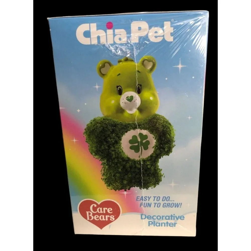 Chia Pet Care Bears Good Luck Bear Decorative Pottery Planter Green NIB Sealed - Picture 4 of 11
